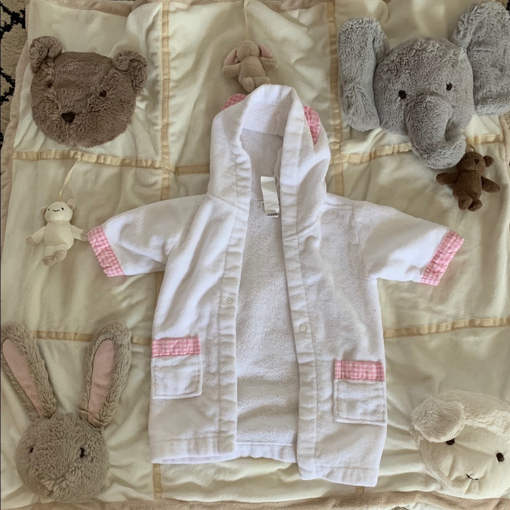 Pottery barn pink playmat and bathrobe